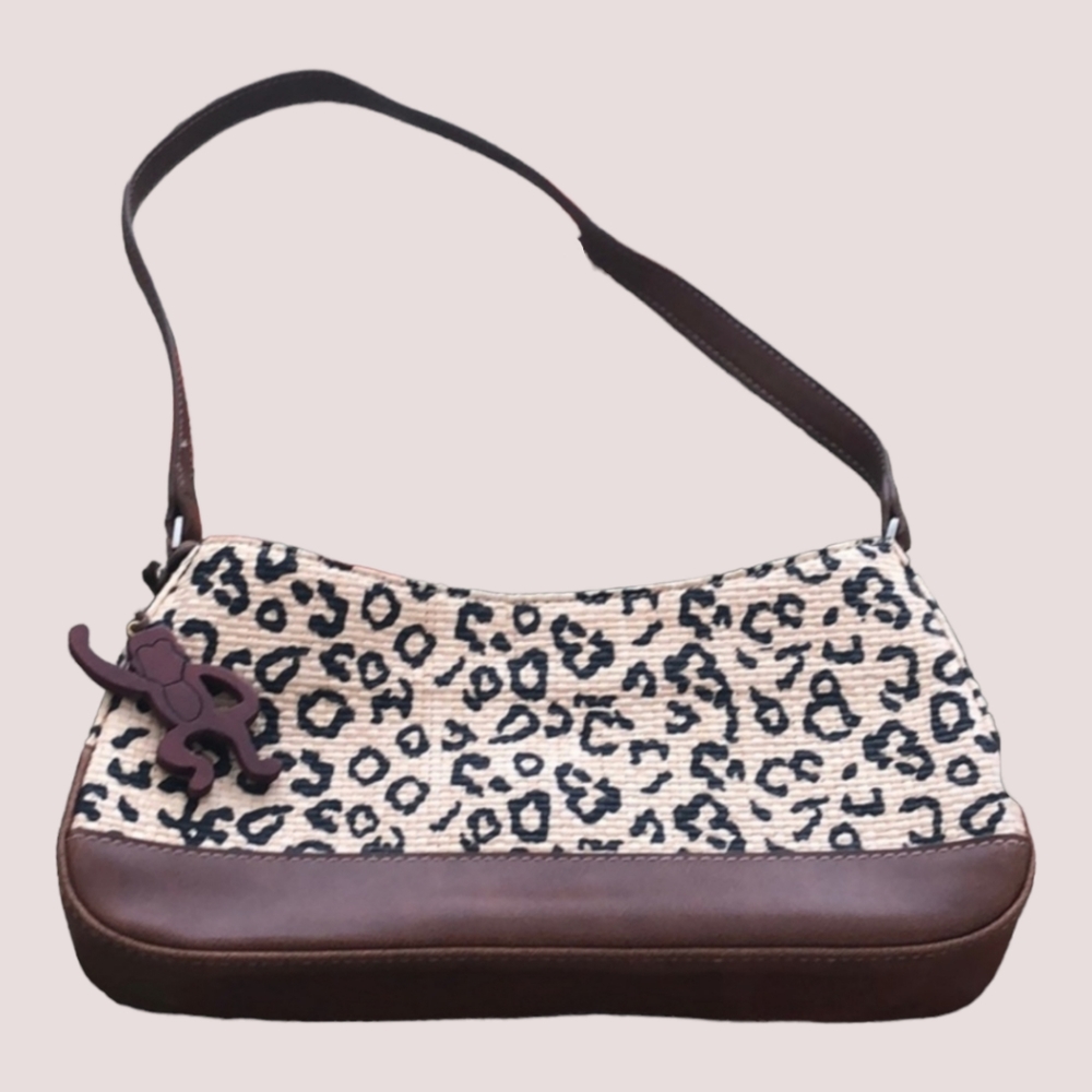 Liz Claiborne woven cheetah pattern shoulder purse